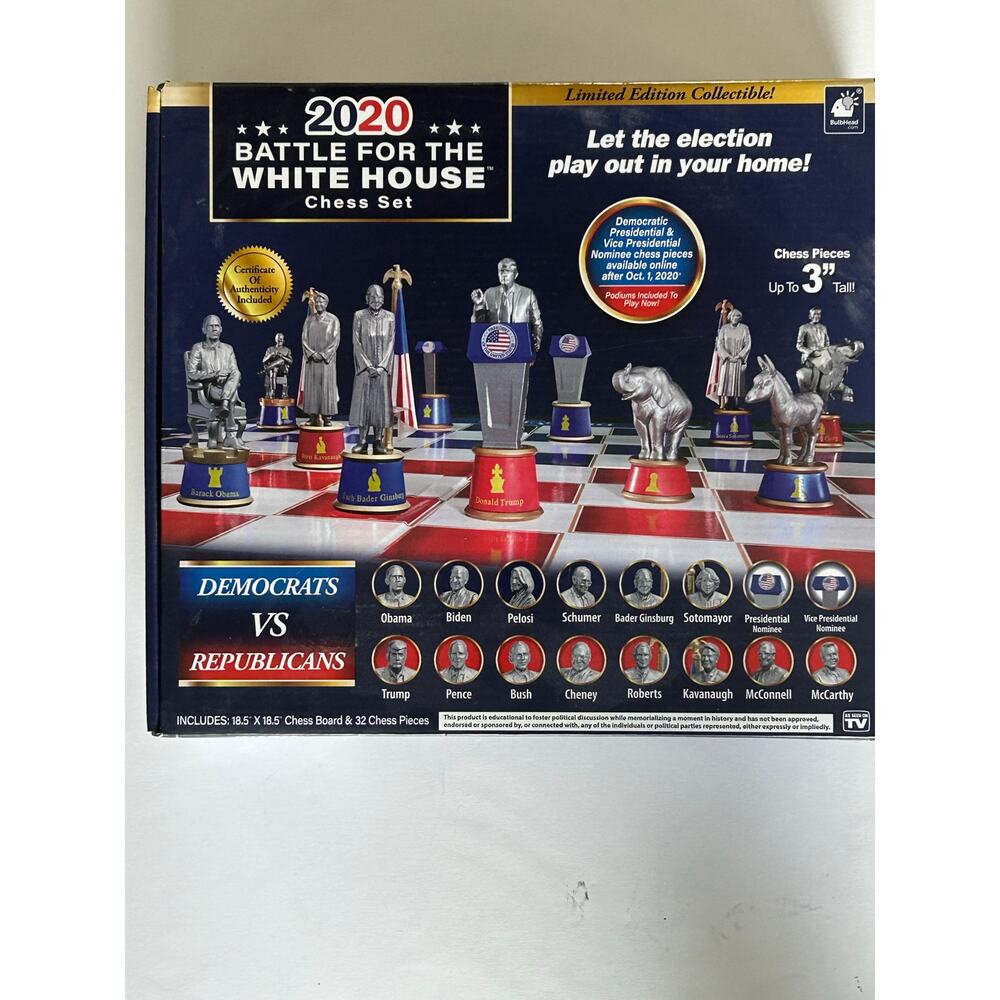 2020 Battle for the White House Chess Set Limited Edition Certificate Complete